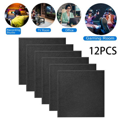 12 Pack Acoustic Foam Panels Studio Wedge Tiles Self adhesive Sound ...
