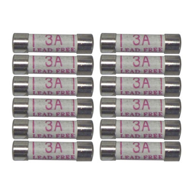 12 Pack Arlec 3 Amp Fuse - 3A Fuses