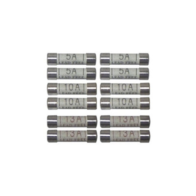 12 Pack Arlec Mixed Amp Fuses - 4x5A 4x10A 4x13A Variety