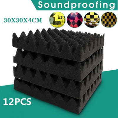12 Pack Black High Density Acoustic Foam Panels Sound Proofing Panels ...
