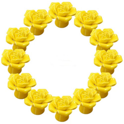 12 Pack Ceramic door handles with rose pattern, dressing table and ...