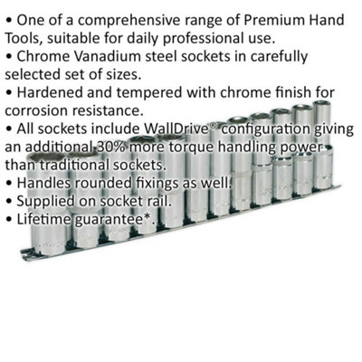 12 PACK - DEEP Socket Set - 1/2" Metric Square Drive - 6 Point WallDrive Torque