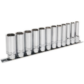 12 PACK DEEP Socket Set 3/8" Metric Square Drive - 6 Point LOCK-ON Rounded Heads