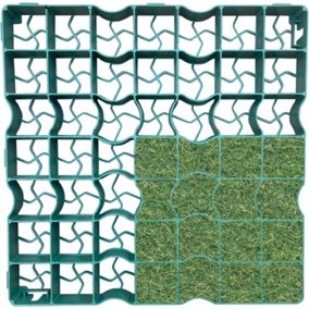 12 Pack Green Grass Grids - Neat Plastics Gravel/Grass Grid Paver Path Base Mat FOR Greenhouse Deck Turf Lawn Shed Garden (Green)