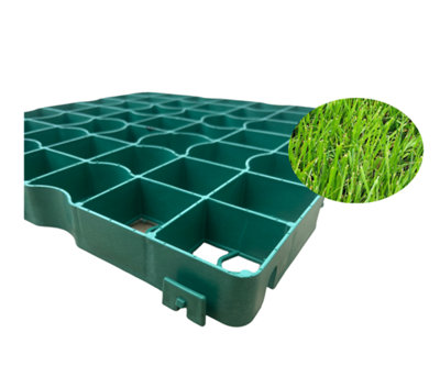 12 Pack Green Grass Grids - Neat Plastics Gravel/Grass Grid Paver Path Base Mat FOR Greenhouse Deck Turf Lawn Shed Garden (Green)