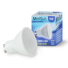 12 Pack GU10 White Thermal Plastic Spotlight LED 5W Cool White 4500K 450lm Light Bulb