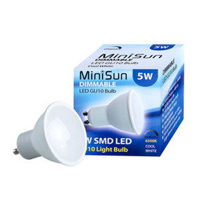 12 Pack GU10 White Thermal Plastic Spotlight LED 5W Cool White 6500K 480lm Light Bulb