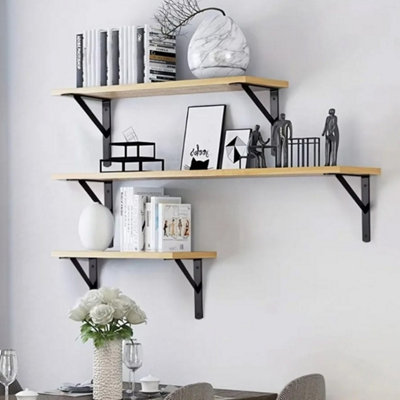 12 Pack Heavy Duty Black Steel L-Shaped Shelf Brackets