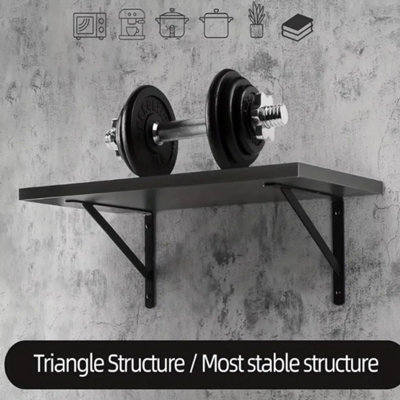 12 Pack Heavy Duty Black Steel L-Shaped Shelf Brackets