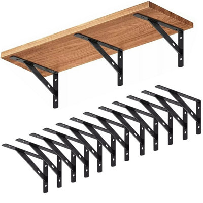12 Pack Heavy Duty Black Steel L-Shaped Shelf Brackets