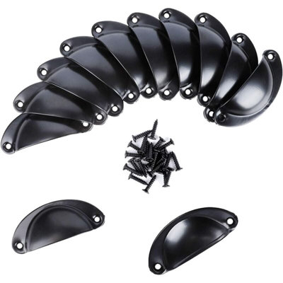 12 Pack Iron Shell Handles for Kitchen Cabinet Door Drawer Pulls Black ...