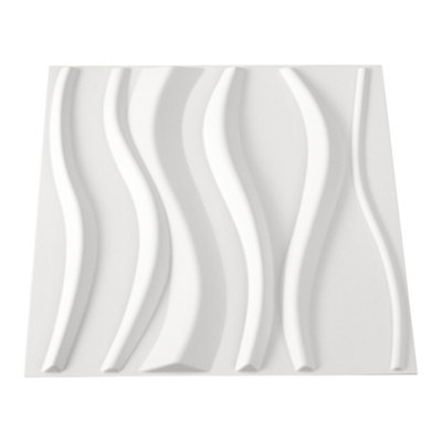12 Pack Modern Square 3D Wave PVC Wall Panels Home Decorative Tiles 50cm x 50cm