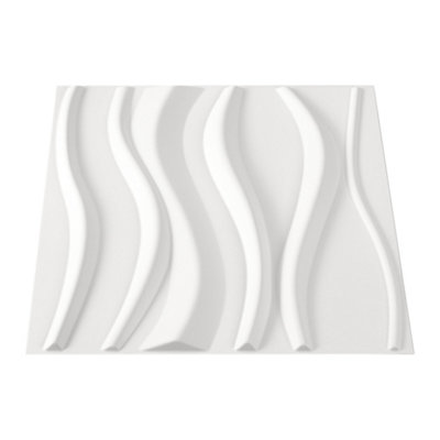 12 Pack Modern Square 3D Wave PVC Wall Panels Home Decorative Tiles 50cm x 50cm - 3