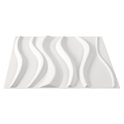 12 Pack Modern Square 3D Wave PVC Wall Panels Home Decorative Tiles 50cm x 50cm - 4