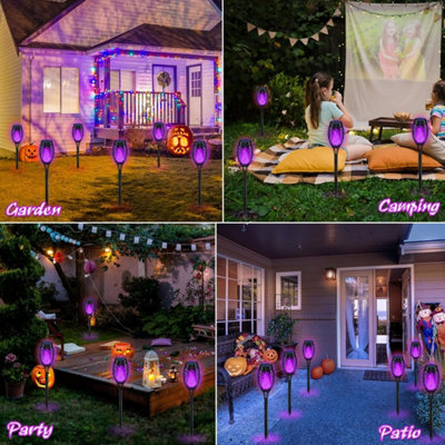 Solar Halloween Lights, 42Ft 15 LED Bulbs Flickering Flame String Lights 68d2e2ce64399befd2cdd4ff
