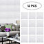 12 Pack PVC White 3D Wall Panels Stick and Peel for Living Room