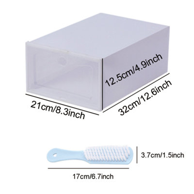 12 Pack Stackable White Plastic Shoe Drawer Storage Boxes - Wardrobe ...