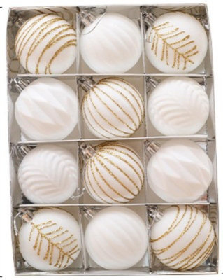12 Pack Velvet Christmas baubles, flocked Christmas for hanging on the ...