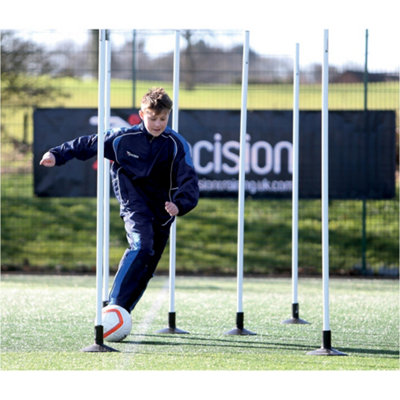 12 PACK WHITE 1.7m Spiked Boundary Poles Set Football Footwork Dribble ...