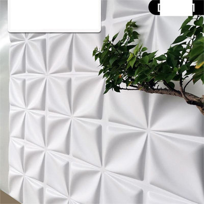12 Pack White Modern Flower Design Textured 3D Wall Panel Decorative Tiles 50cm x 50cm