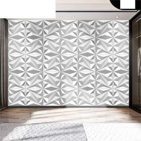 12 Pack White Square 3D Diamond Design PVC Wall Panels Home Wall Decorative Tiles 50cm x 50cm, 3m² Pack