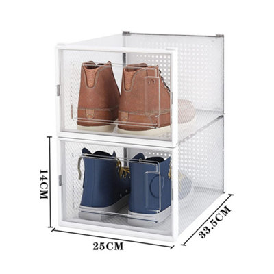 12 Pack White Square Door Shoe Box Double Frame Foldable Multi-layer ...