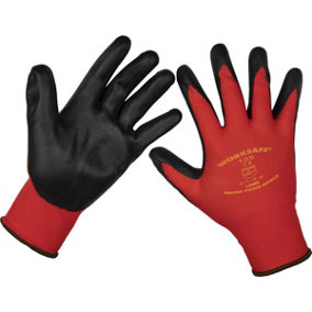 12 PAIRS Flexible Nitrile Foam Palm Gloves - Large - Abrasion Resistant Safety