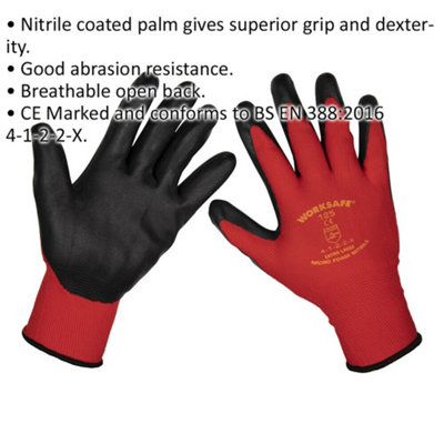12 PAIRS Flexible Nitrile Foam Palm Gloves - XL - Abrasion Resistant Protection
