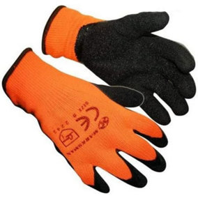 12 Pairs Hi Viz Thermal Winter Builders Latex Rubber Work Gloves Size 9