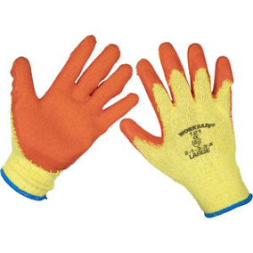 12 PAIRS Knitted Work Gloves with Latex Palm - Large - Improved Grip Breathable