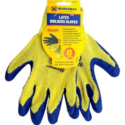 12 Pairs Medium Latex Coated Garden Work Gardening Scaffolding Builders Gloves