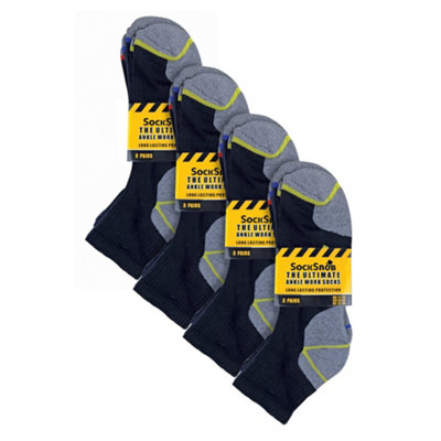 12 Pairs Mens Low Cut Work Heavy Duty Works Socks - 6-11 - Assorted