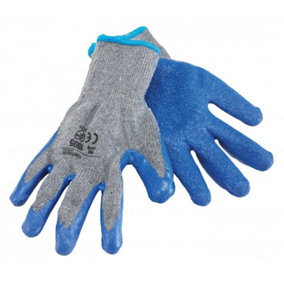 12 PAIRS Soft Grip Blue & Grey General Handling Work Gloves Large 1095