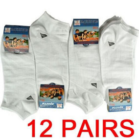12 Pairs Unisex Sports Ankle Socks Cosy Walking Quality 6-11 Uk Comfy White