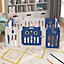 12 Panel Blue Foldable Baby Kid Playpen Safety Gate Play Yard Home Activity Center W 1430mm x D 1060mm x H 630mm