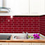 12 Pcs 30.5 x 30.5cm(12") 3D Tile Stickers Peel and Stick Backsplash Splashback Decals Tile Transfer - Cherry Red Retro Glossy