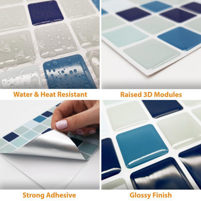 12 Pcs 30.5x15.4cm 3D Tile Stickers - 4