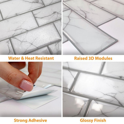 Buy 12 Pcs 30.5x15.4cm Peel and Stick Tiles for Kitchen - Sticky Tiles ...
