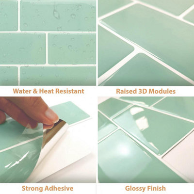 12 Pcs 30x15cm 3D Tile Stickers - 5