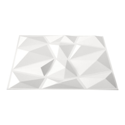 12 Pcs 3D Wall Panel Diamond for Interior Wall Décor Matt White 500 x ...