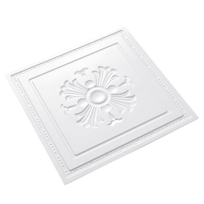 12 Pcs 3D White PVC Decorative Wall Panels Elegant Relief Design 50CM X ...