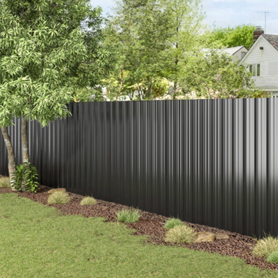 12 Pcs Black Coated Corrugated Metal Roofing Sheets, 115cm x 45cm x 0.27mm