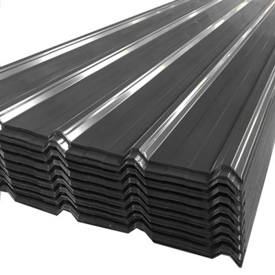 12 pcs Black Metal Corrugated Roofing Sheet for Garden Storage Shed L 129 cm x W 45 cm x T 0.27 mm - 3