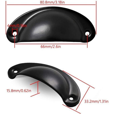 12 Pcs Black Shell Handle Vintage,Retro Shell Handle for Cabinet Door ...