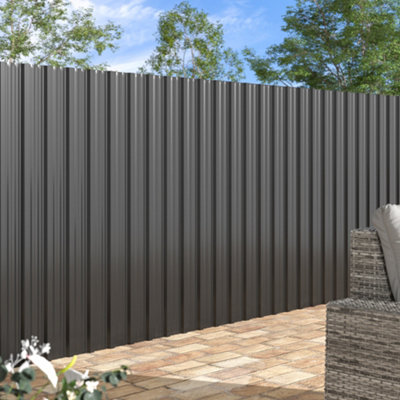 12 pcs Black Steel Corrugated Roofing Sheet Roof Cover for Garden Shed L 115 cm x W 45 cm x T 0.27 mm