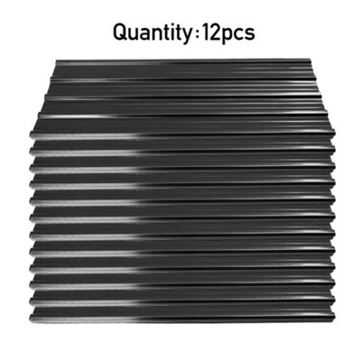 12 Pcs Charcoal Black Steel Corrugated Panels Roofing & Wall Sheets 129cm x 45cm