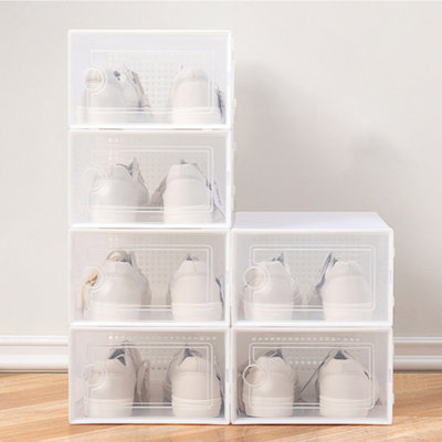 12 Pcs Clear Stackable Shoe Storage Box Plastic Shoe Organiser 36cm (W ...