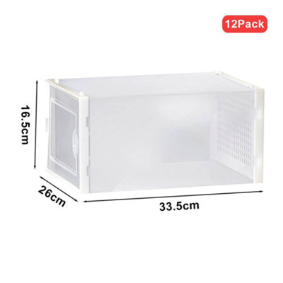 12 Pcs Clear Stackable Shoe Storage Box Plastic Shoe Organiser 36cm (W ...