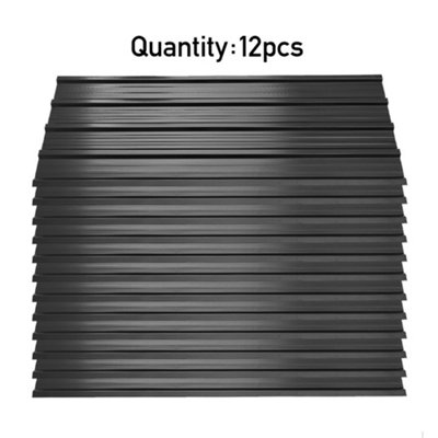 12 Pcs Corrugated Garage Shed Panels, Steel Roofing Covers, Black 115cm ...