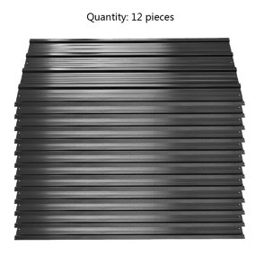 12 Pcs Corrugated Roofing Sheet Black,Heavy Duty Metal Roof Panels,Building Roof Cladding, L 129 cm x W 45 cm x T 0.27 mm